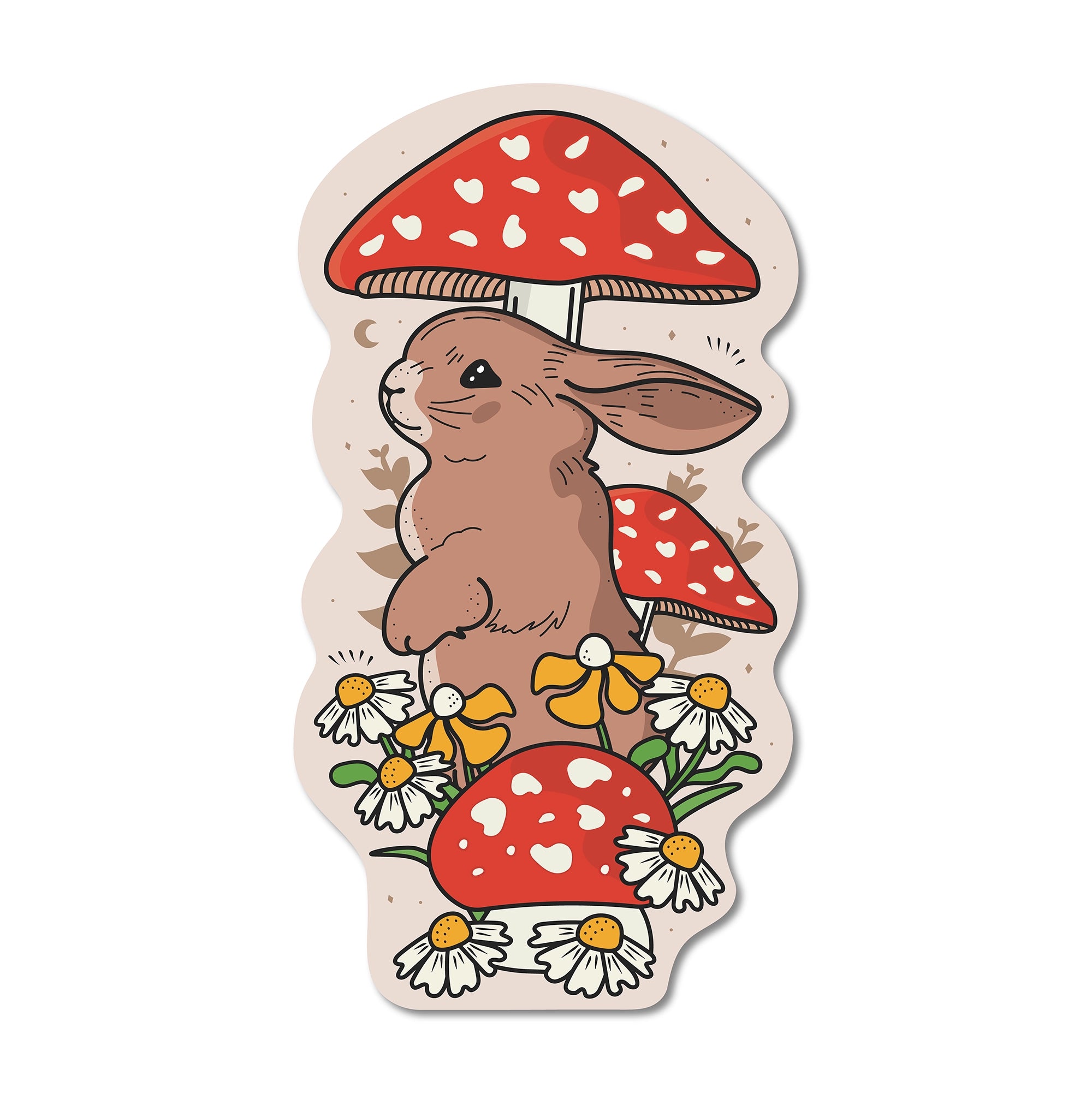 Floral Bunny & Fungi - Vinyl Sticker
