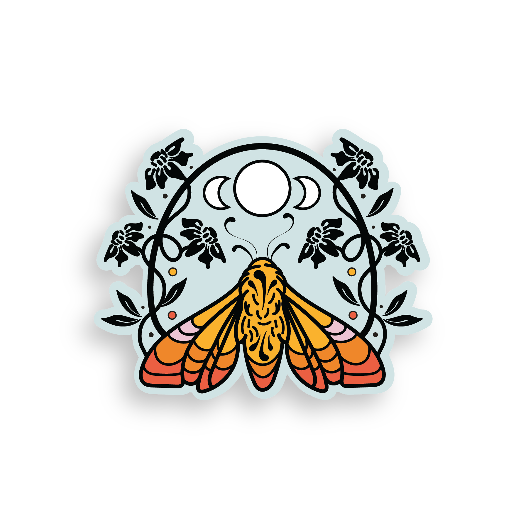 Floral Moon Moth - Vinyl Sticker