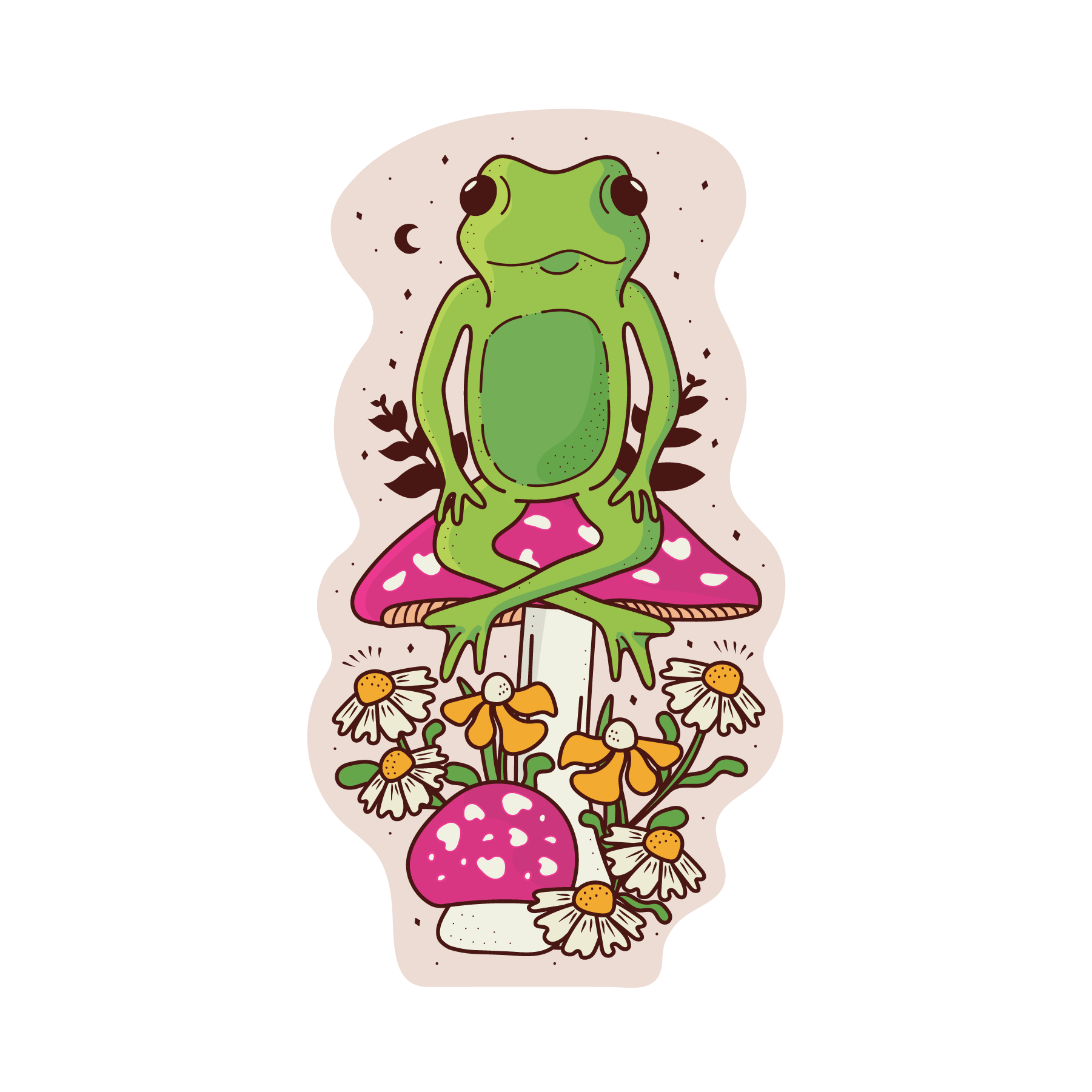 Floral Froggy & Fungi - Vinyl Sticker