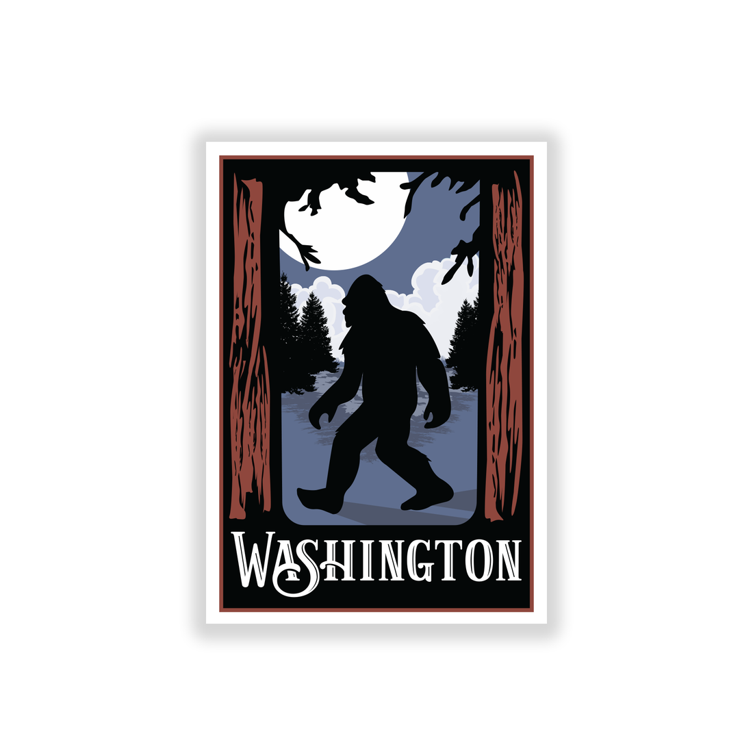 Bigfoot Landscape Washington - Vinyl Sticker