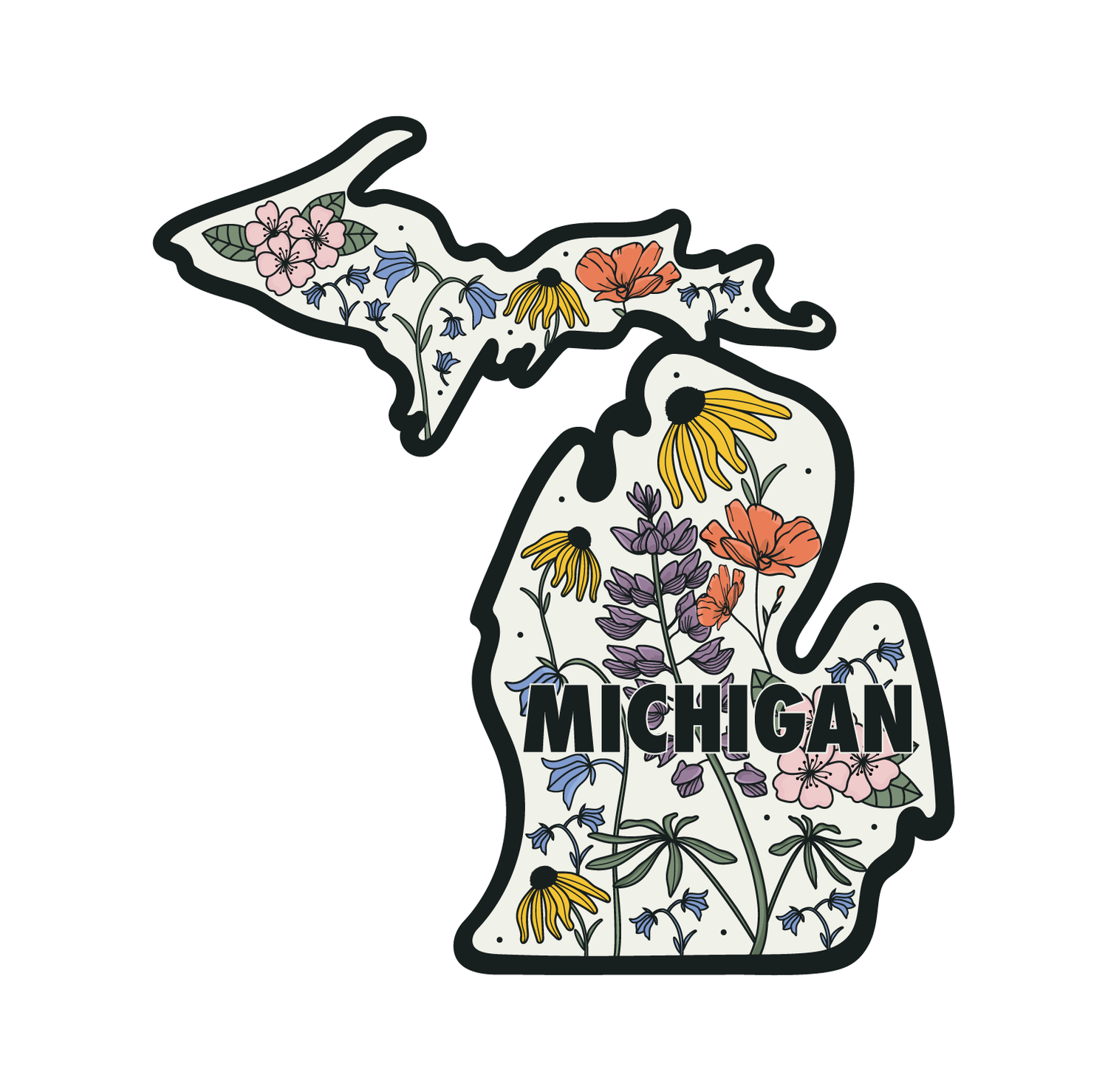 State Florals Michigan - Vinyl Sticker