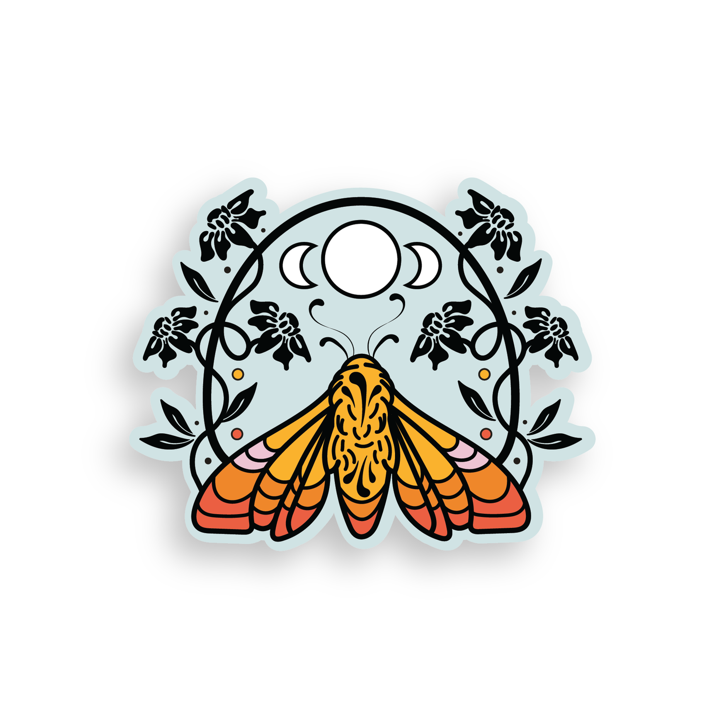Floral Moon Moth - Vinyl Sticker