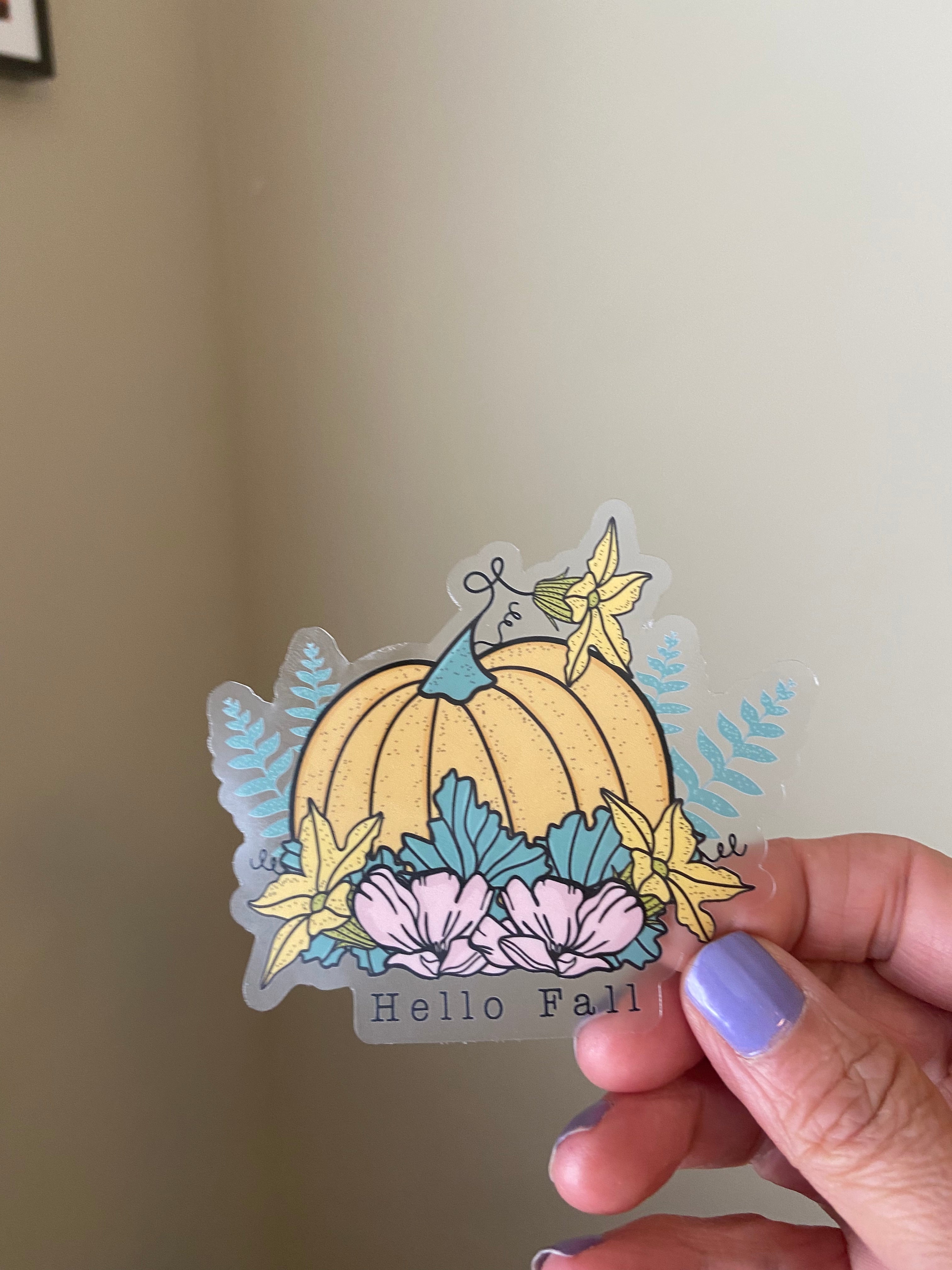 Hello Fall Pumpkin - Clear Sticker