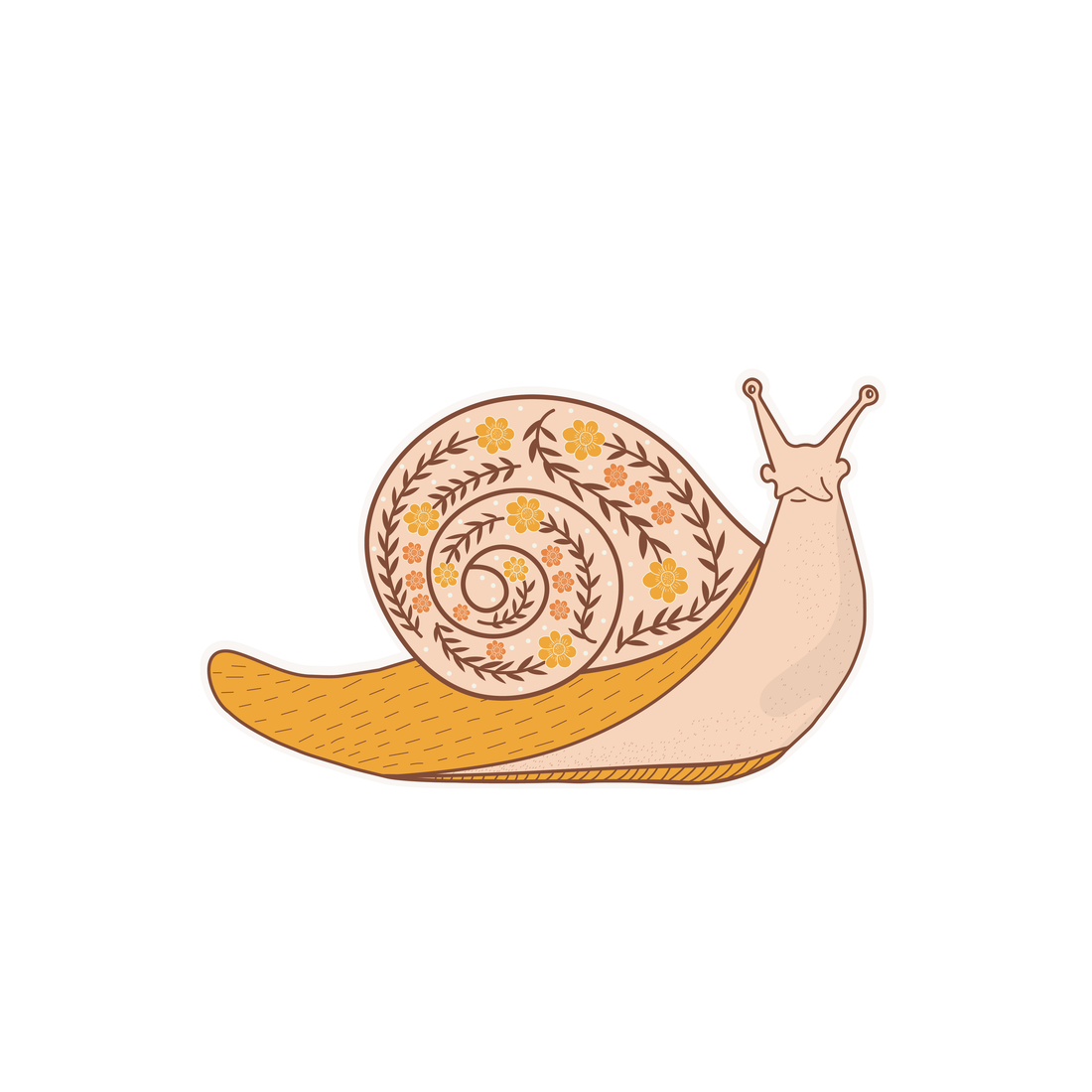 Quilted Floral Snail - Vinyl Sticker